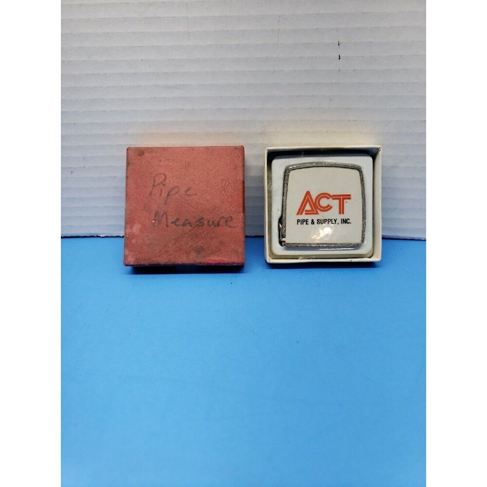 Vtg Advertising Pipe Tape Measure ACT PIPE AND SUPPLY Power Seal - Original Box
